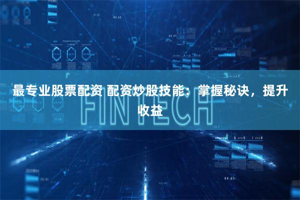 最专业股票配资 配资炒股技能：掌握秘诀，提升收益